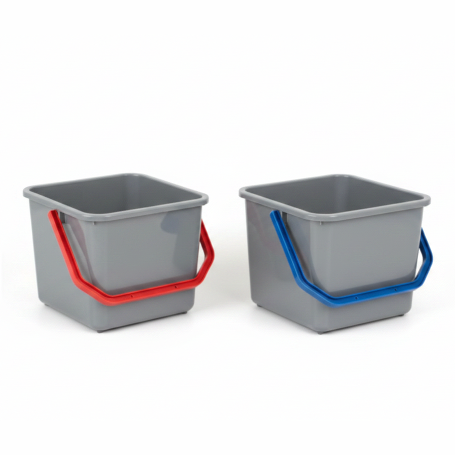 Ersatzeimer 18L grau mit rotem und blauem Griff