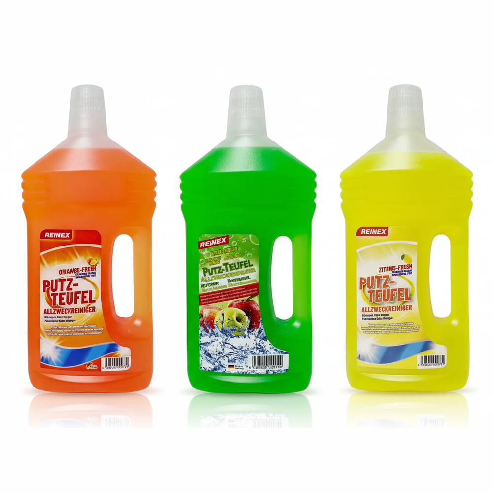 Reinex Putz-Teufel Allzweckreiniger – Orange, Apfel und Zitrus, 1000 ml Flaschen