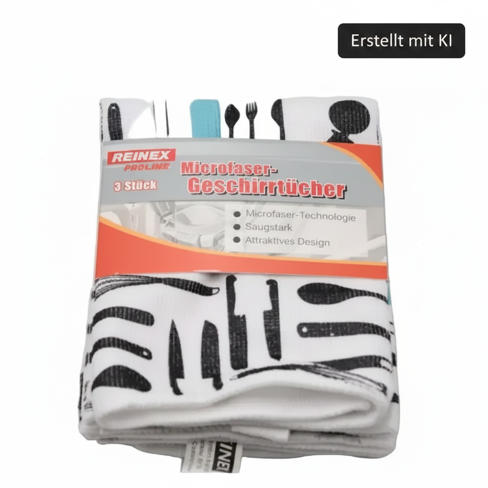 Reinex Mikrofaser-Geschirrtücher mit KI-Badge