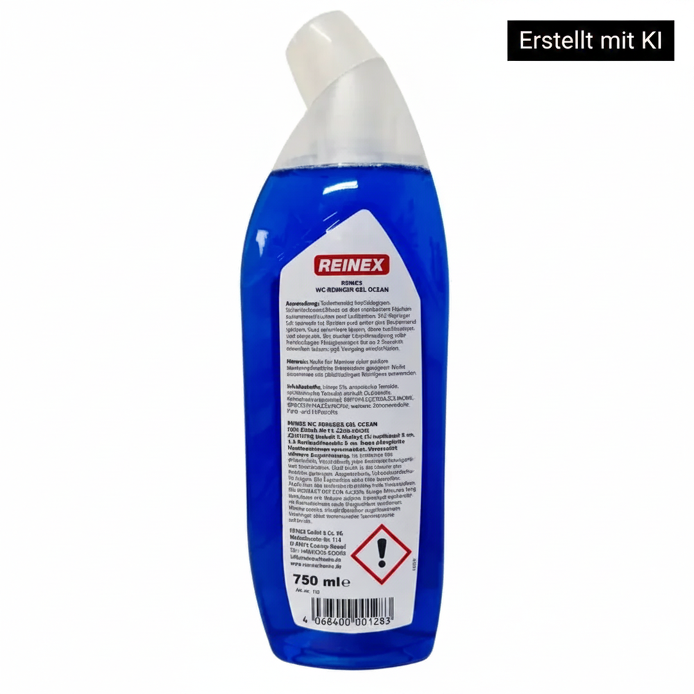Reinex WC-Reiniger Gel Ocean Rückseite mit KI-Badge