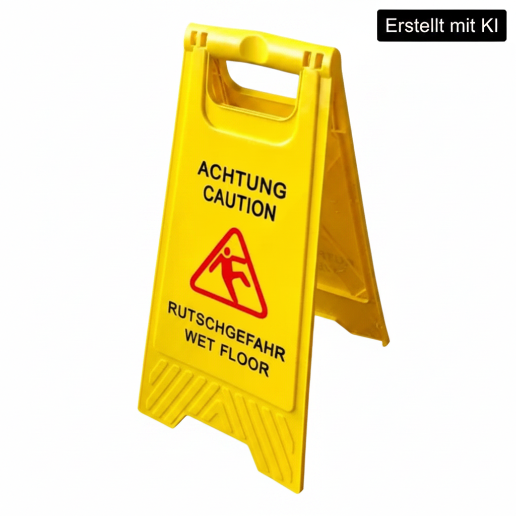 RMV Warnschild Rutschgefahr mit KI-Badge